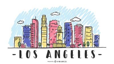 Los Santos City Skyline USA America Landscape Stock Vector