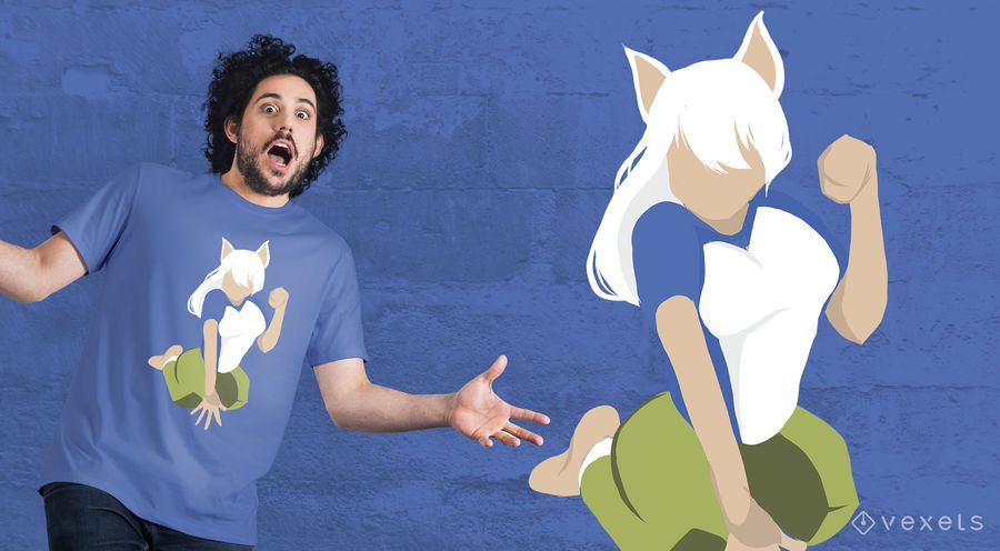 Diseño de camiseta de niña gato Diseño de camiseta de niña gato