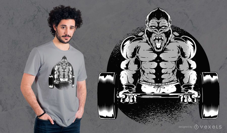 Gorilla Dumbbell T-Shirt Design Gorilla Dumbbell T-Shirt Design