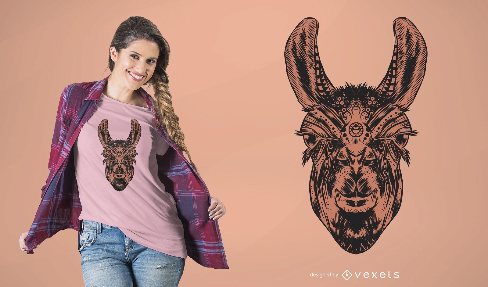 Design de t-shirt Mandala Llama