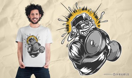 Monkey Dumbbell T-Shirt Design