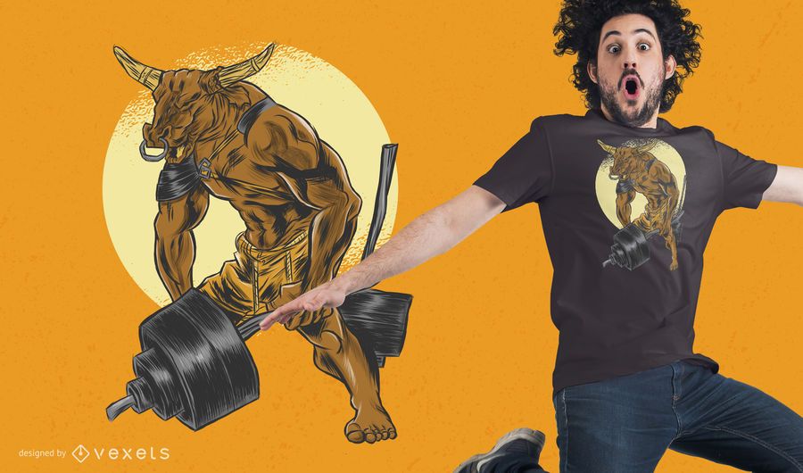 Minotaur Dumbbell T-Shirt Design Minotaur Dumbbell T-Shirt Design