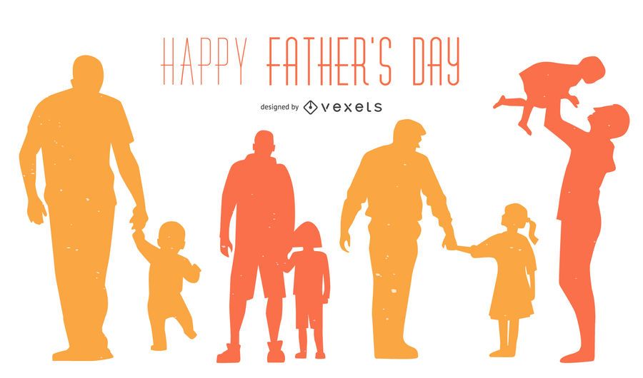 Happy Father's Day Silhouette - Vector Download