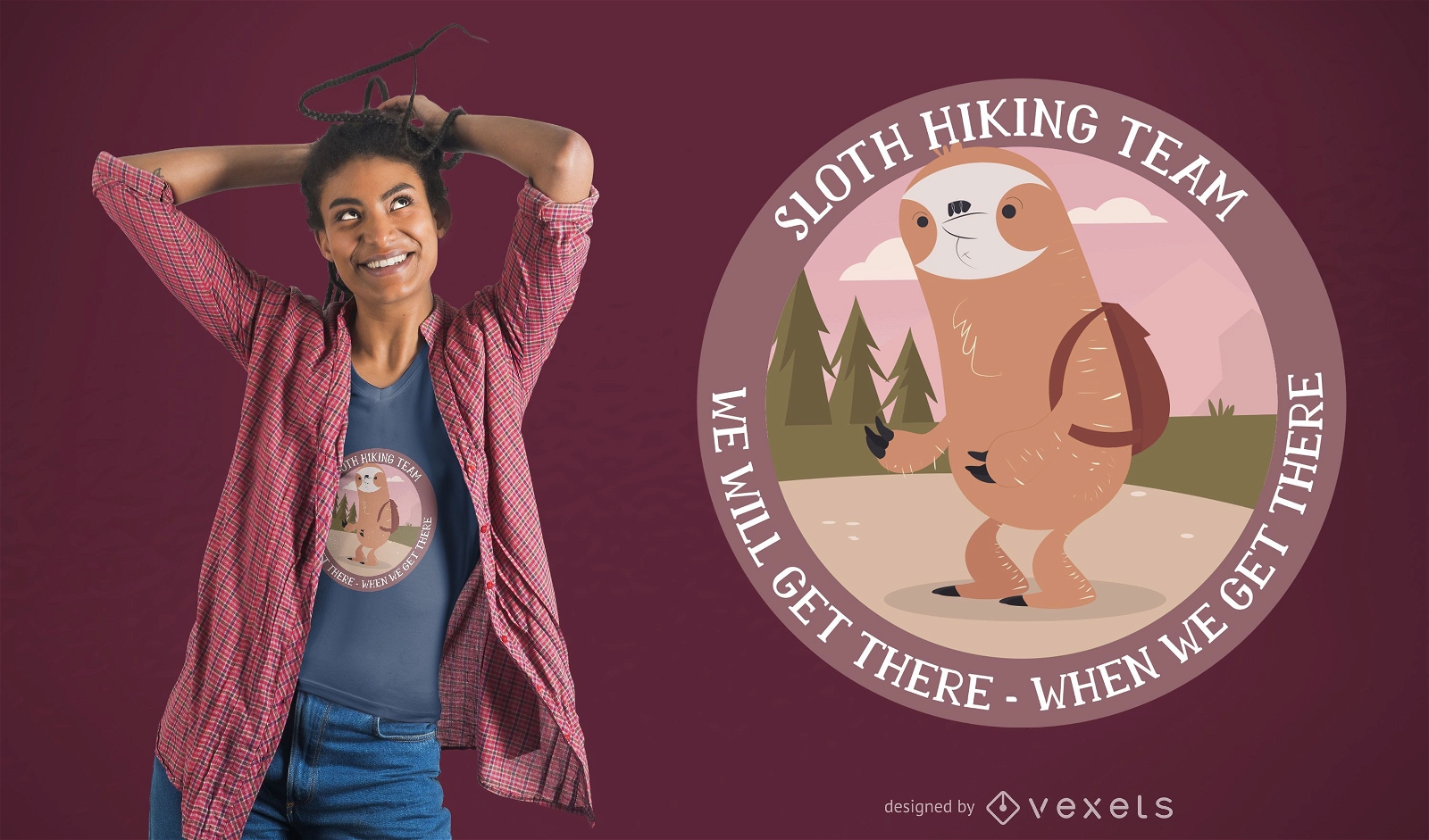 Hiking Sloth T-Shirt Design