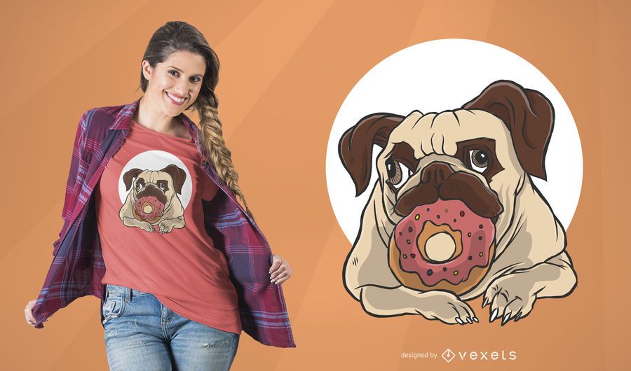 Hund mit Donut-T-Shirt-Design Hund mit Donut-T-Shirt-Design