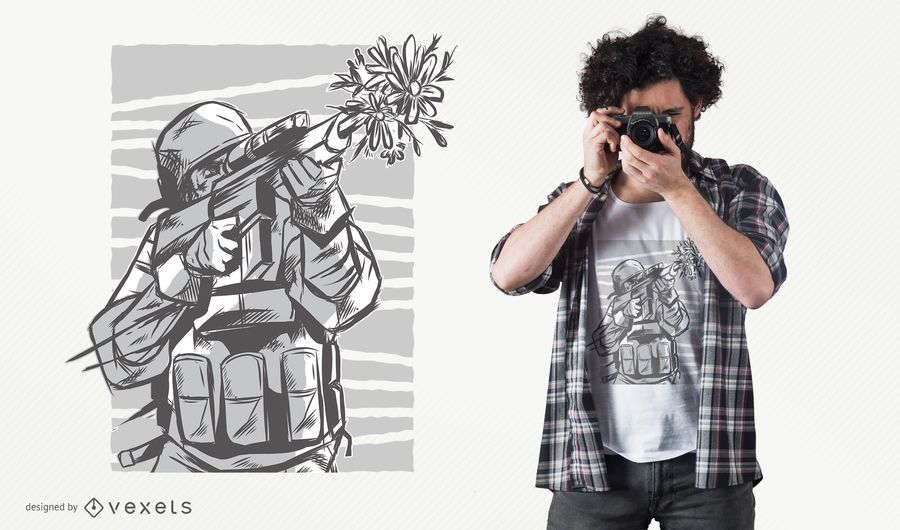 Projeto do t-shirt da arma das flores Projeto do t-shirt da arma das flores