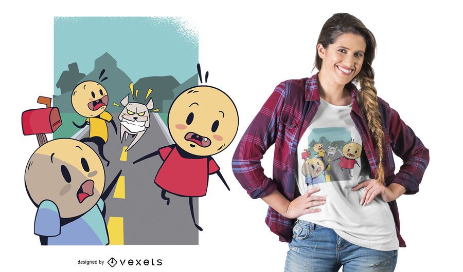 Running from Dog T-Shirt Design Running from Dog T-Shirt Design