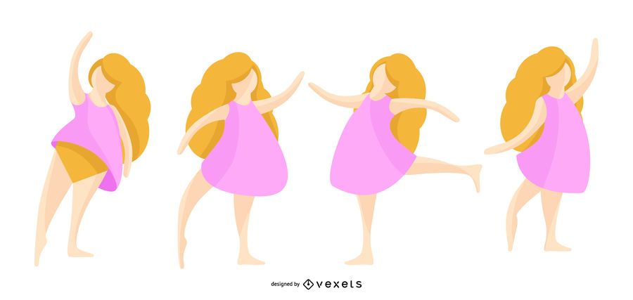 Conjunto de ilustração de bailarina Conjunto de ilustração de bailarina