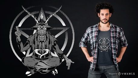 Diseño de camiseta de cabra satánica