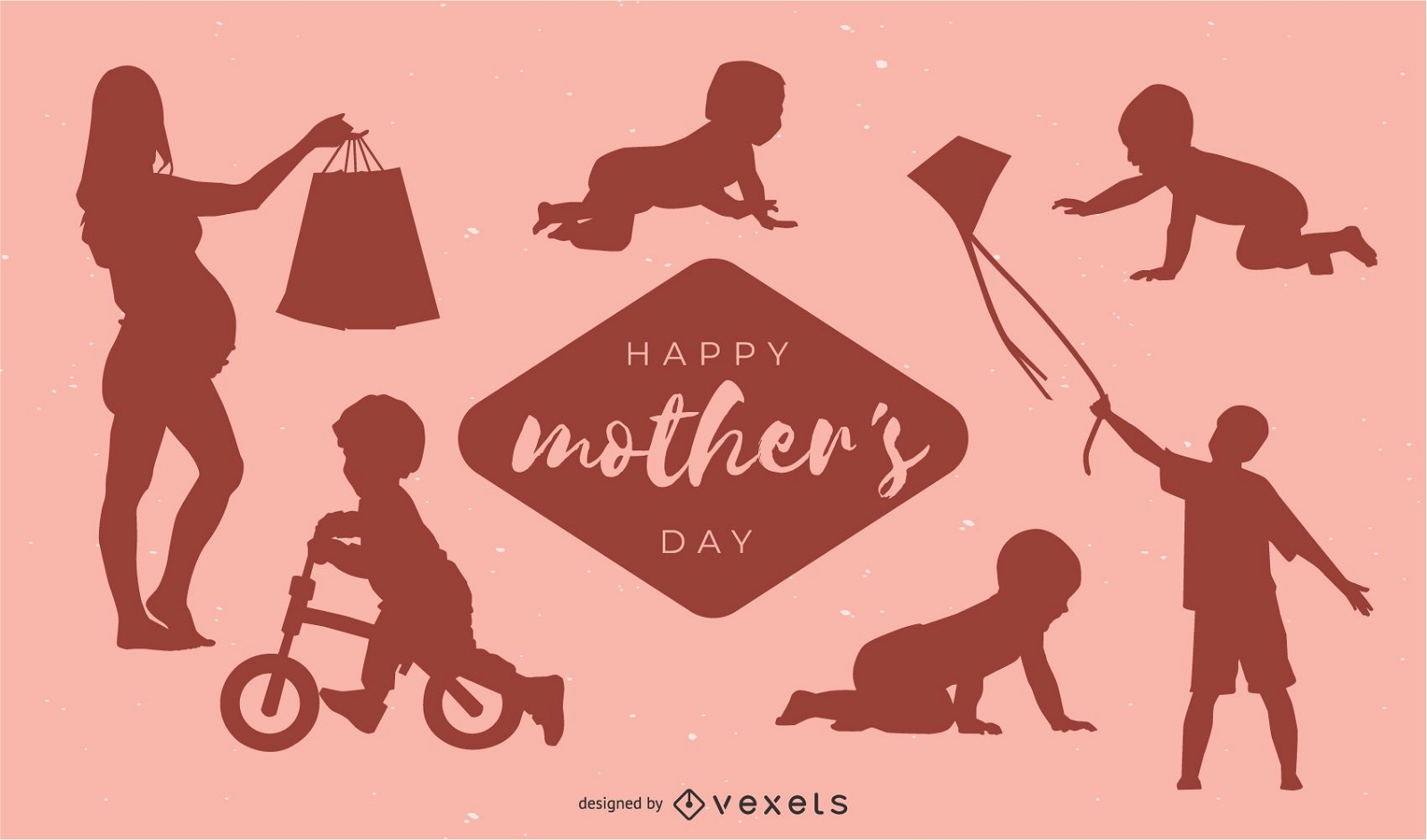 Happy Mother's Day Silhouette Design