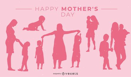 Diseño rosado de la silueta del día de madre Diseño rosado de la silueta del día de madre