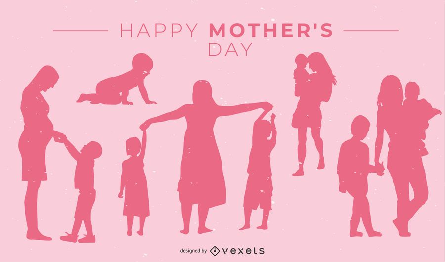 Diseño rosado de la silueta del día de madre Diseño rosado de la silueta del día de madre