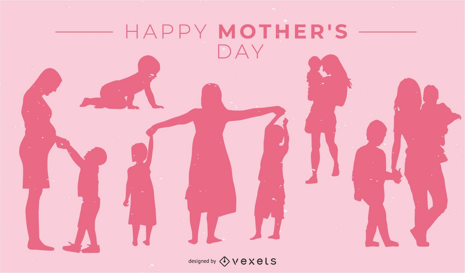 Mother's Day Pink Silhouette Design