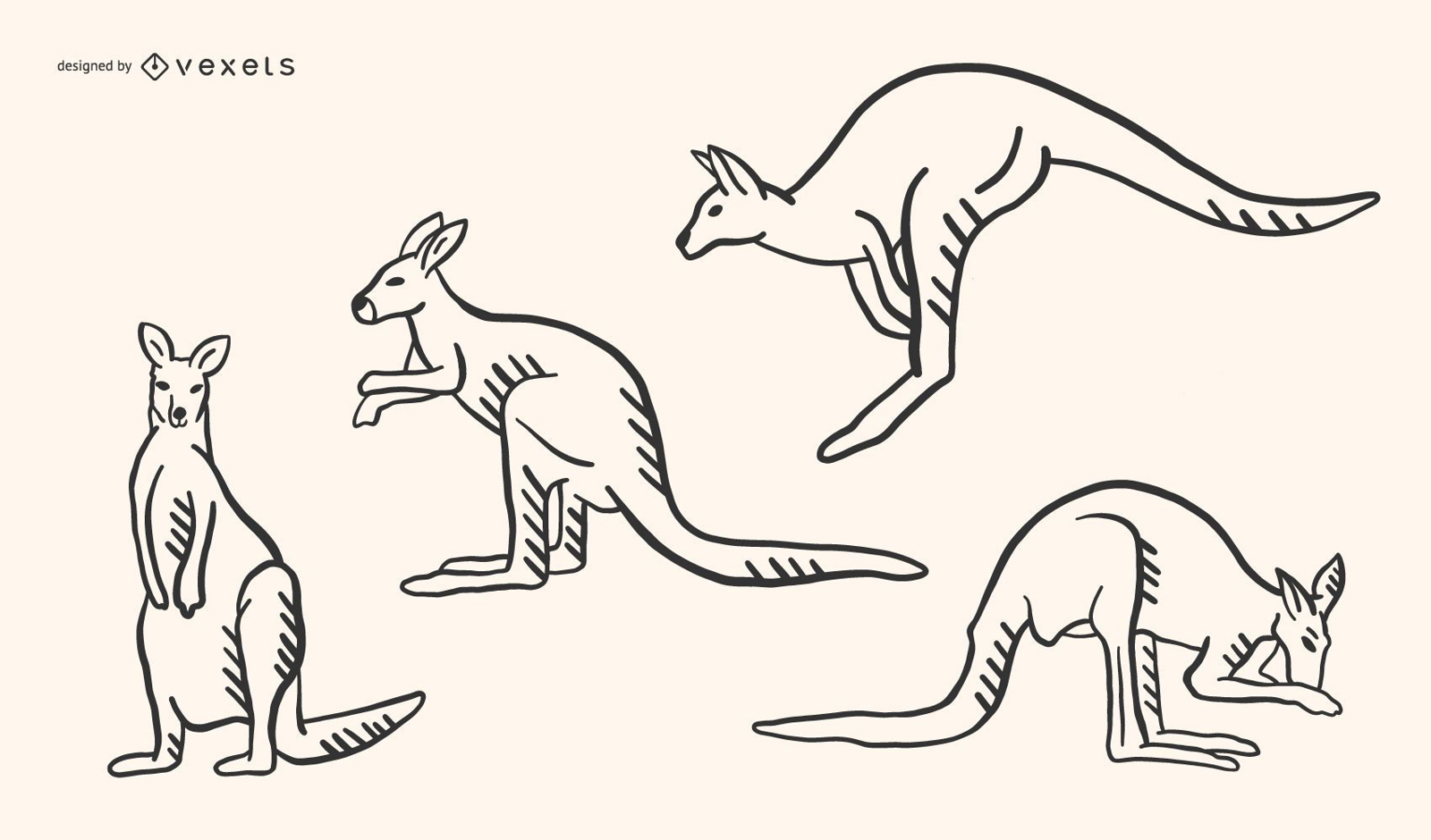 Kangaroo Doodle Design Vector Download