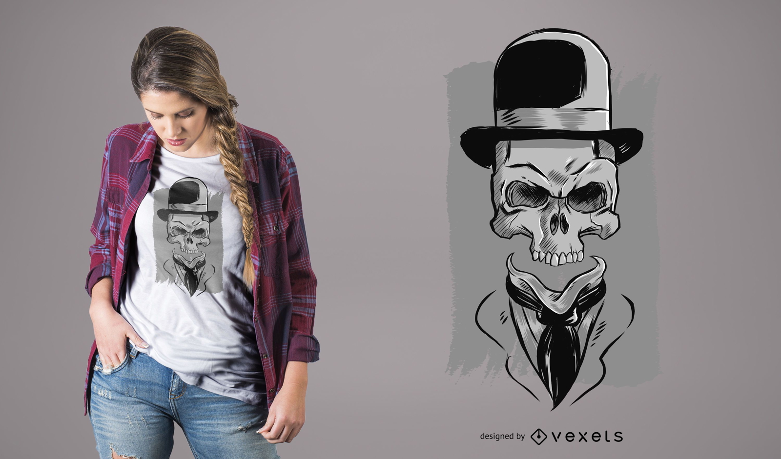 Skull Wearing Hat T-Shirt Design