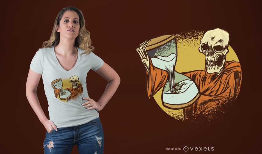 Diseño de camiseta de reloj de arena de Death Holding Diseño de camiseta de reloj de arena de Death Holding