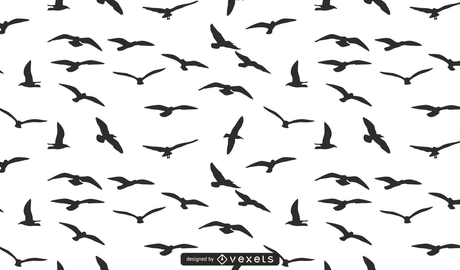 Padrão de silhueta de pássaros voando