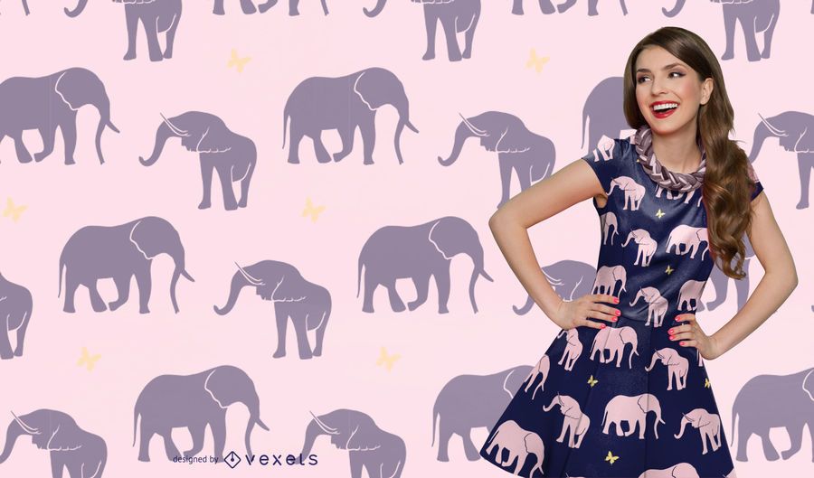 Nahtloses Elefant-Schattenbild-Muster Nahtloses Elefant-Schattenbild-Muster