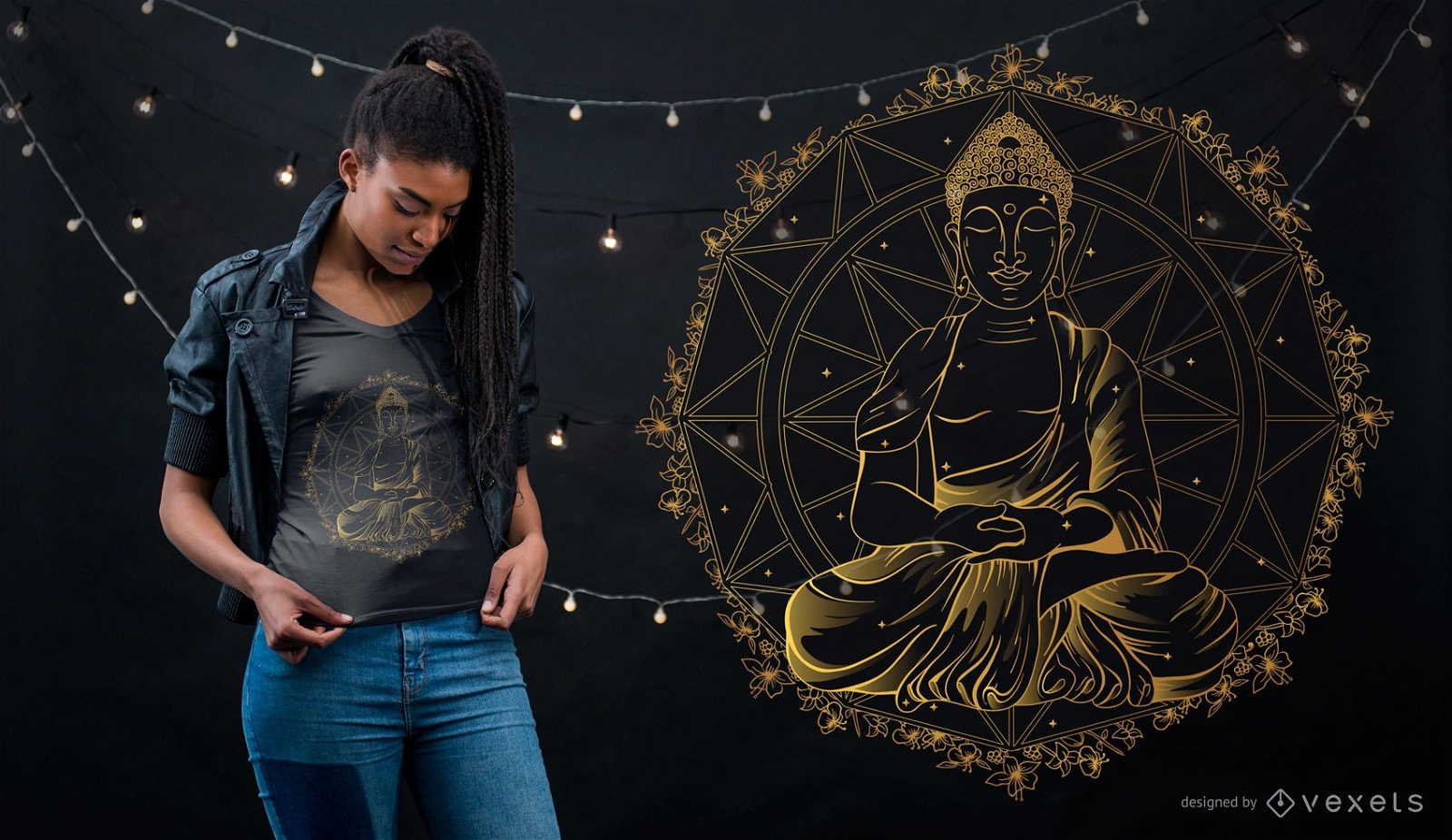 Design de t-shirt da mandala de Buda