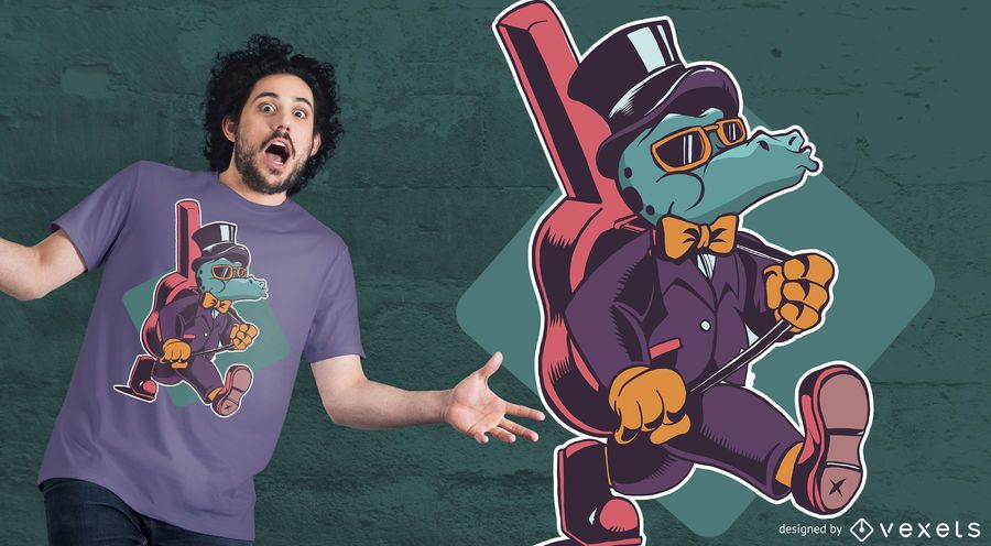 Crocodile Carrying Guitar T-Shirt Design Crocodile Carrying Guitar T-Shirt Design