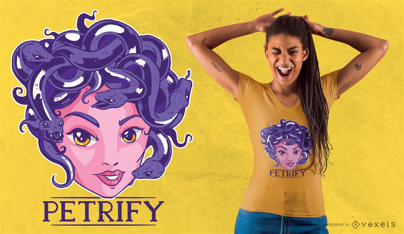 Diseño de camiseta Petrify Medusa