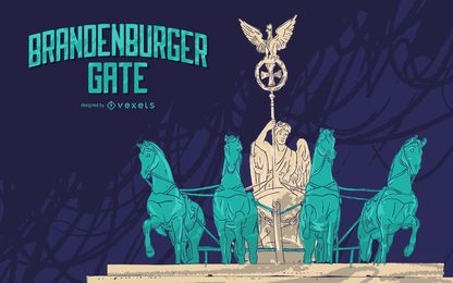 Diseño de ilustración de la puerta de Brandenburgo