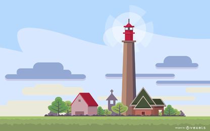 German Lighthouse Illustration 