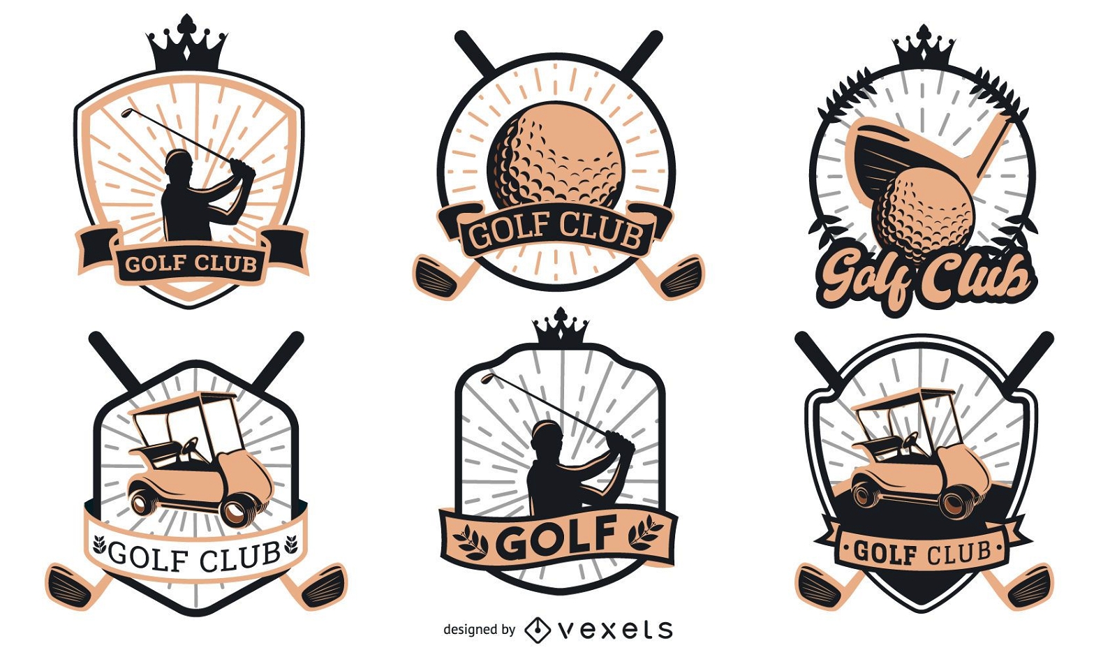 Design de logotipo de emblemas de golfe
