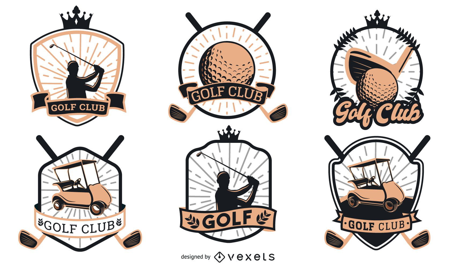 Diseño de logotipo de insignias de golf