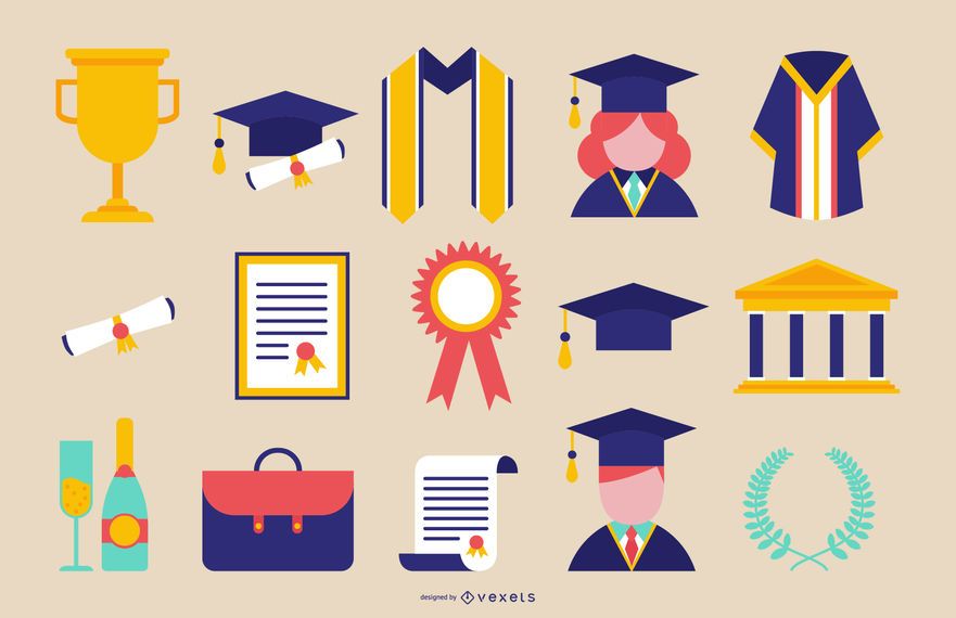 Graduation Icons Set Graduation Icons Set