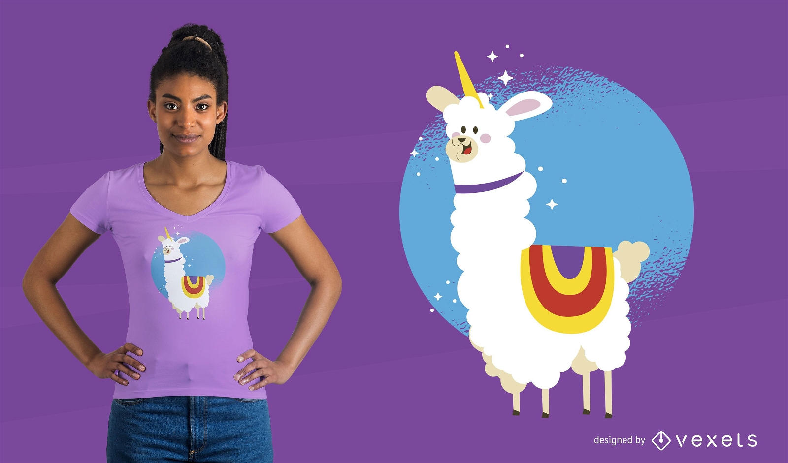 Design de camiseta Alpaca Unicorn