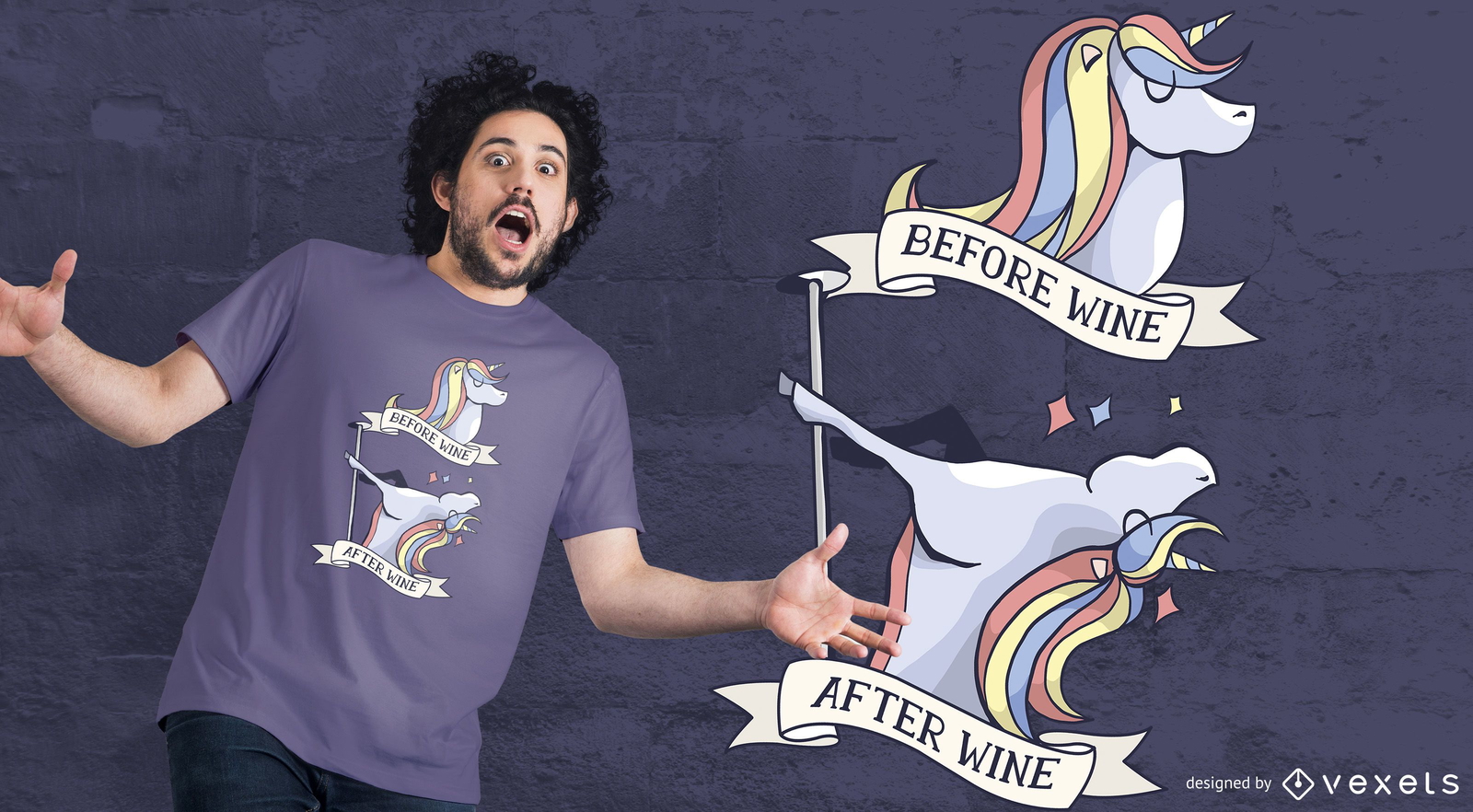 Diseño de camiseta de vino antes y después