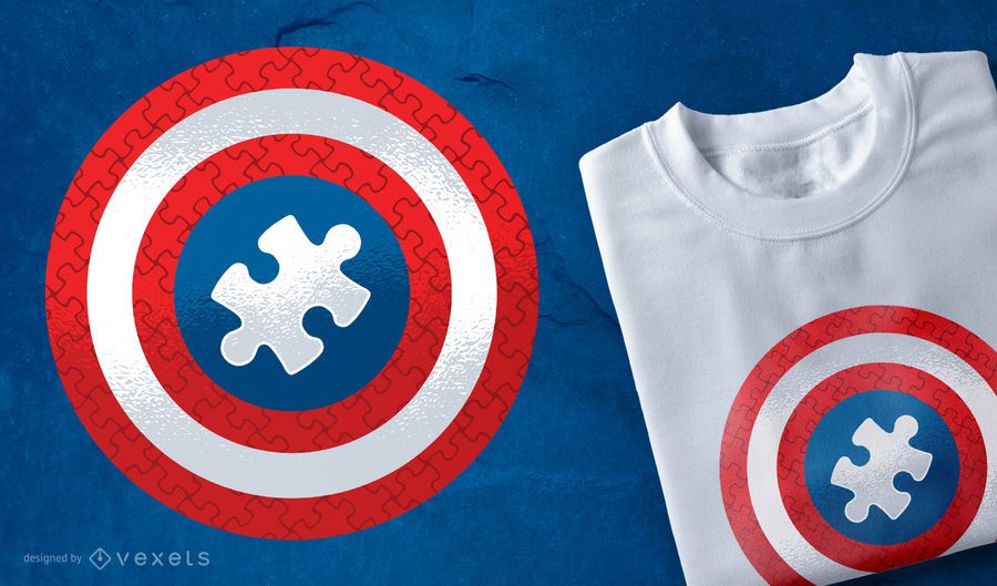 Design de t-shirt de escudo de quebra-cabeça Design de t-shirt de escudo de quebra-cabeça