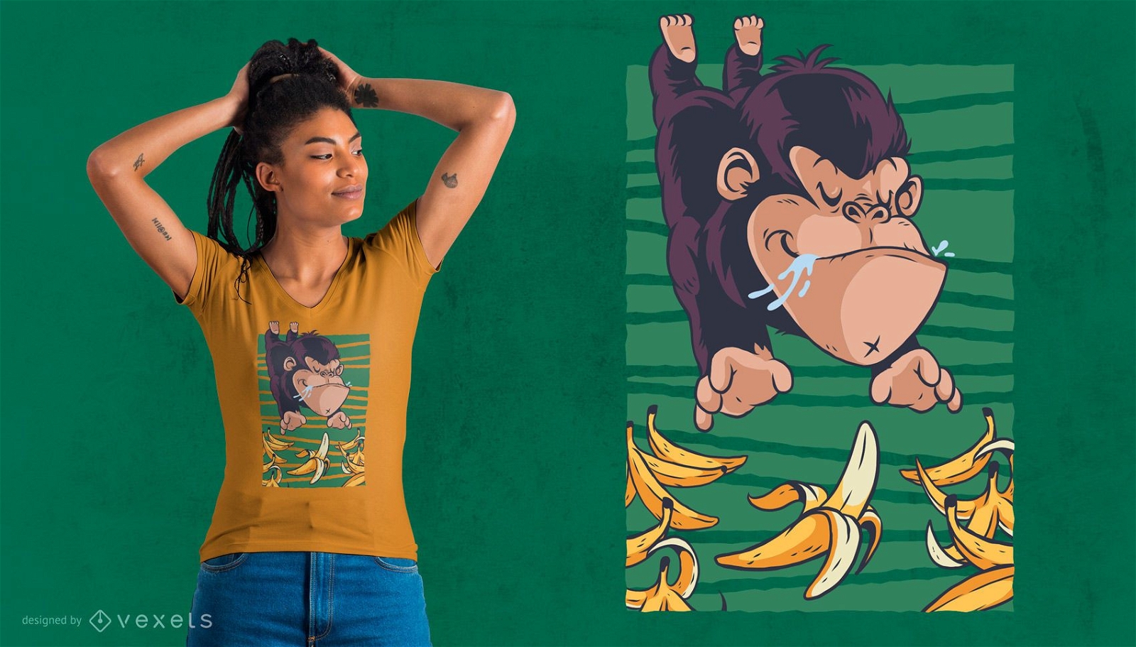 Gorilla Chasing Bananas T-Shirt Design