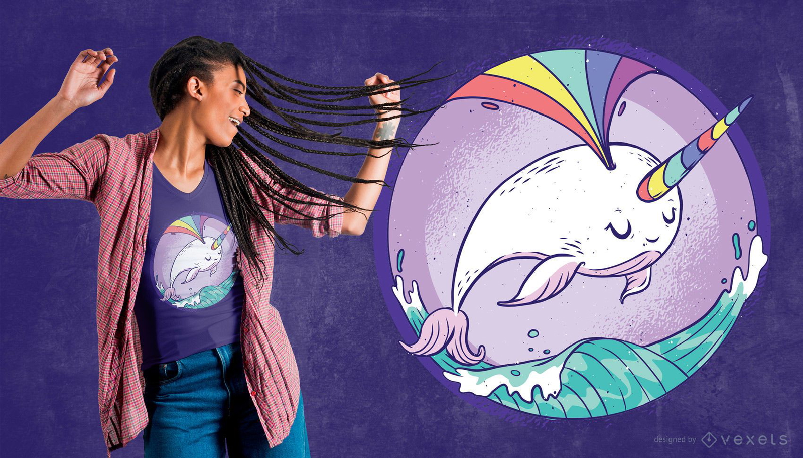 Design de camisetas Rainbow Narwhale