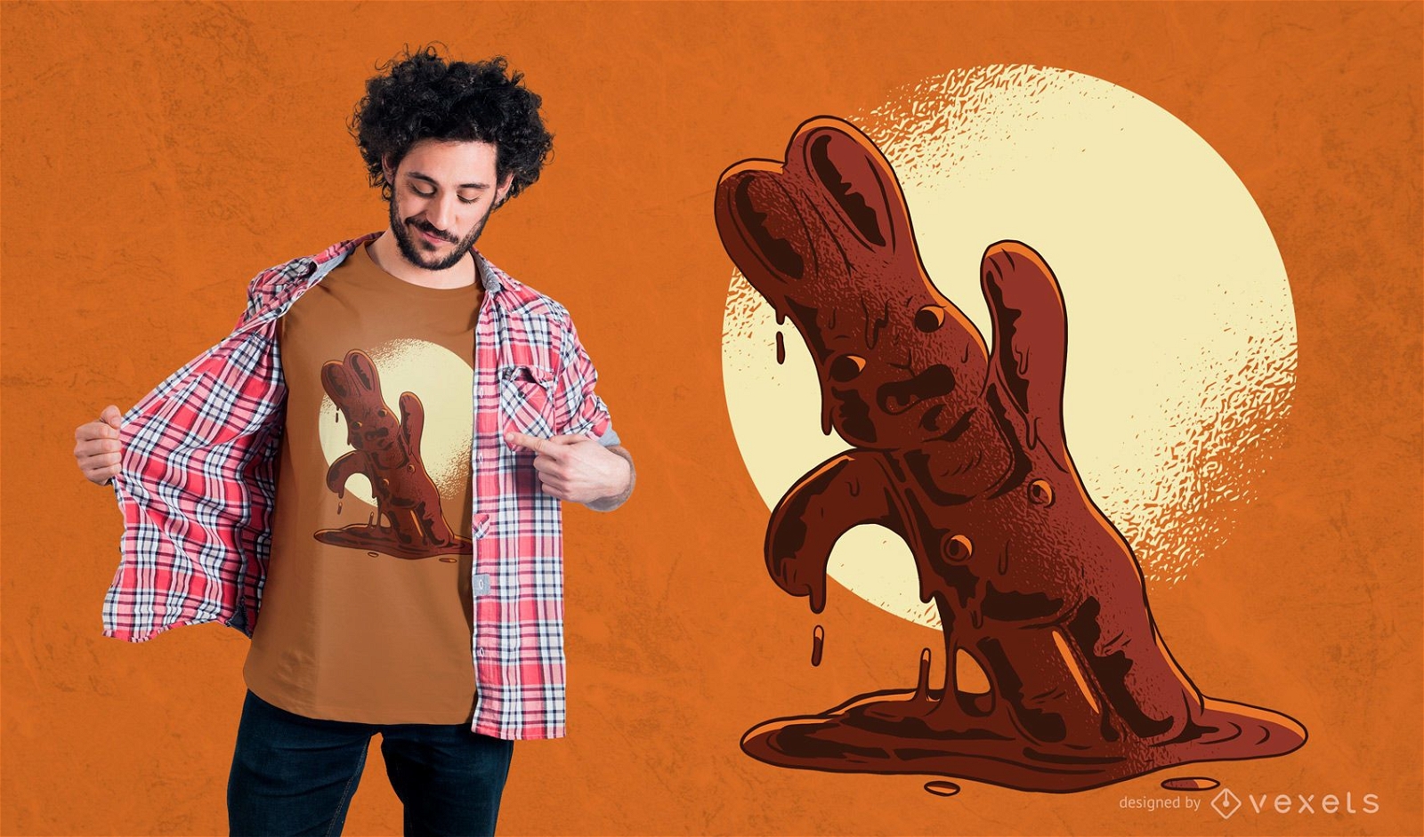 Diseño de camiseta de conejito de Pascua de chocolate