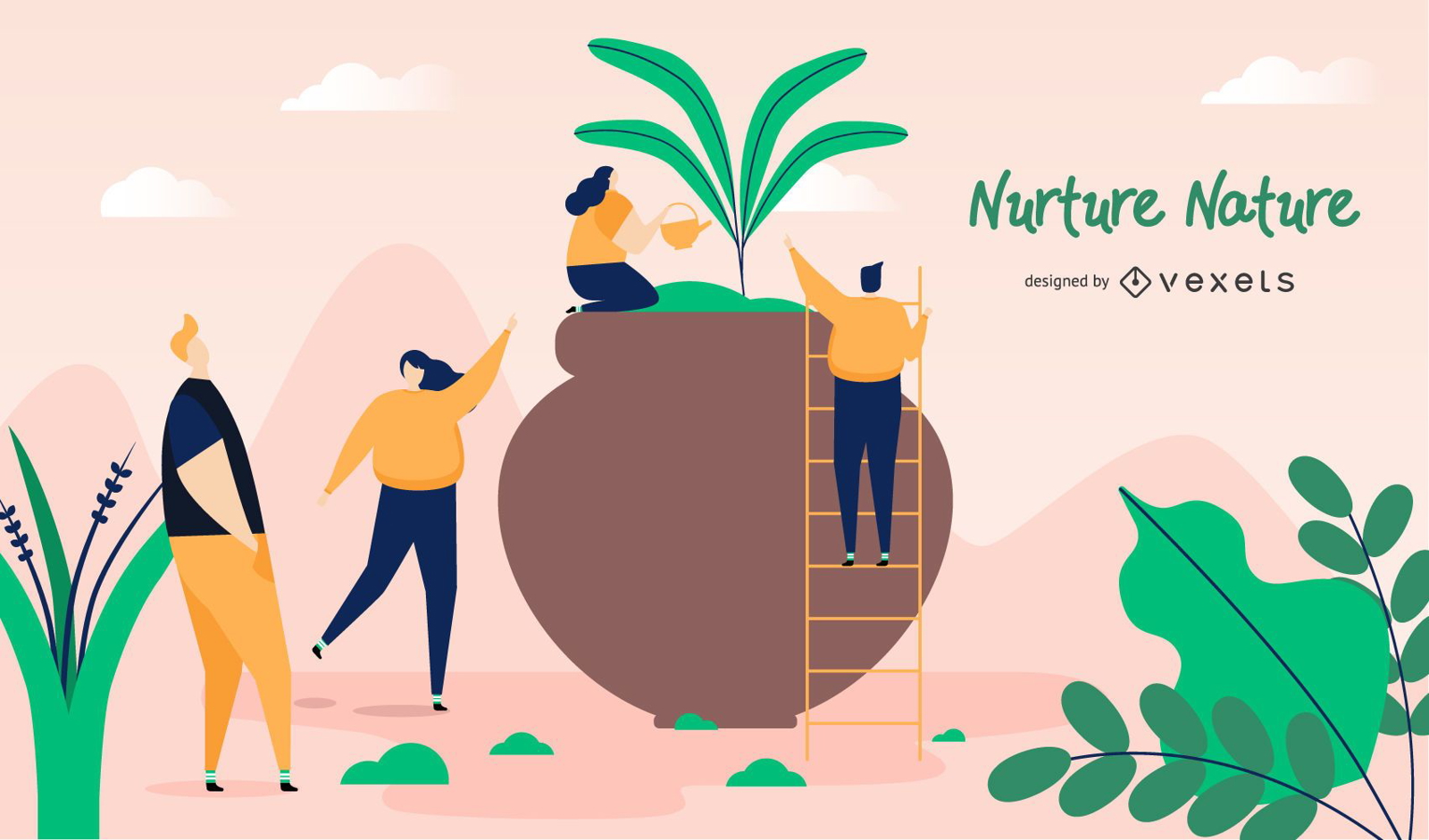 Nutrir el diseño de ilustración de la naturaleza