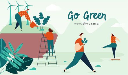 Go Green Illustration Design 