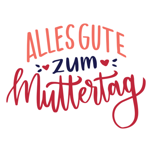 Alles gute zum muttertag corazón alemán etiqueta de texto ...