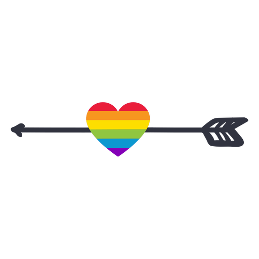 Arrow heart rainbow lgbt sticker PNG Design