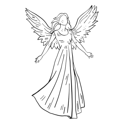 Female angel line - Transparent PNG SVG vector file