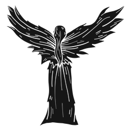 Female Angel Rear View Dark PNG & SVG Design For T-Shirts