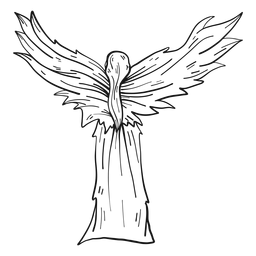 Female angel rear view line PNG Design