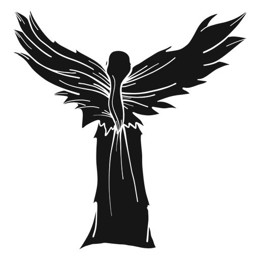 Female angel rear view silhouette PNG Design