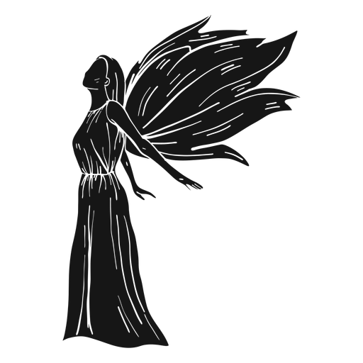Anjo feminino lado vista escuro Desenho PNG