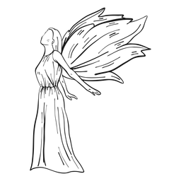 Weibliche Engelseitenansichtslinie PNG-Design