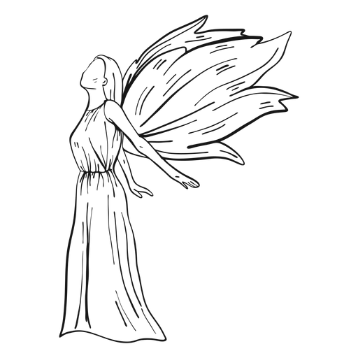 Línea de vista lateral de ángel femenino Diseño PNG