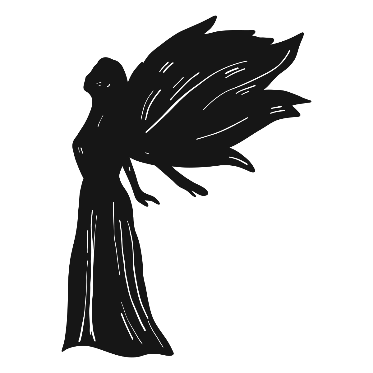 Diseño PNG Y SVG De Silueta De Vista Lateral De ángel Femenino Para  Camisetas, image size:1200x1200