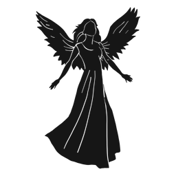 Ilustração vetorial de silhueta de garota de anime de anjo