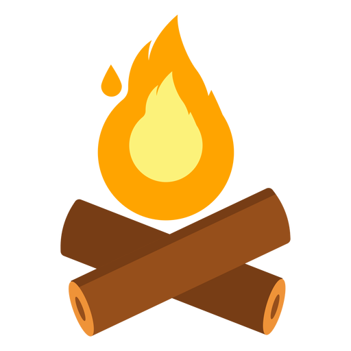 Fire campfire log flat Transparent PNG & SVG vector file